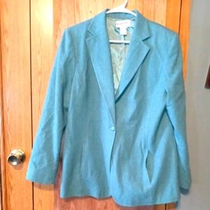Women's Vintage Pendleton Size 14 Bluish Green Pure Virgin Wool Blazer Jacket